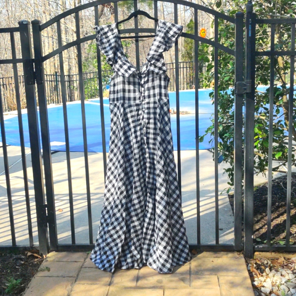 J Crew plaid cotton maxi dress XL